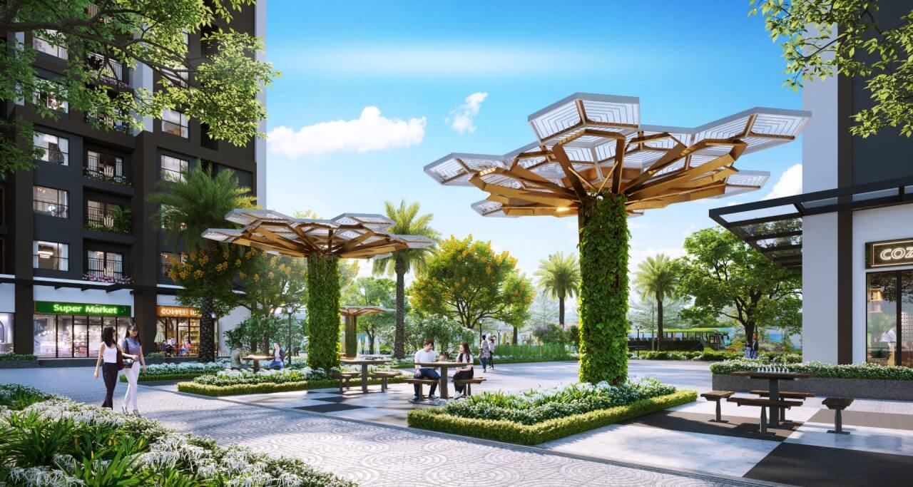 Cảnh quan khối đế tòa nhà The Sola Park