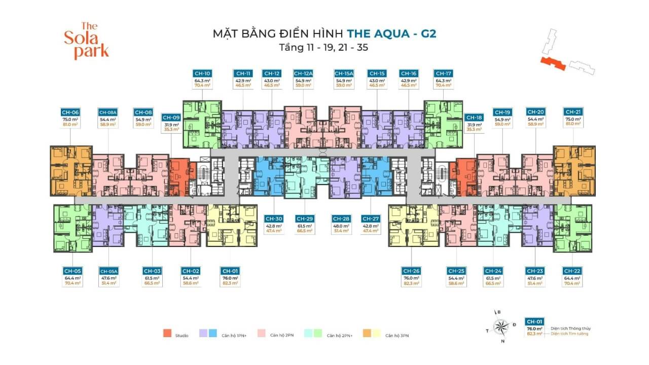 Mặt bằng điển hình tòa G2 The Aqua